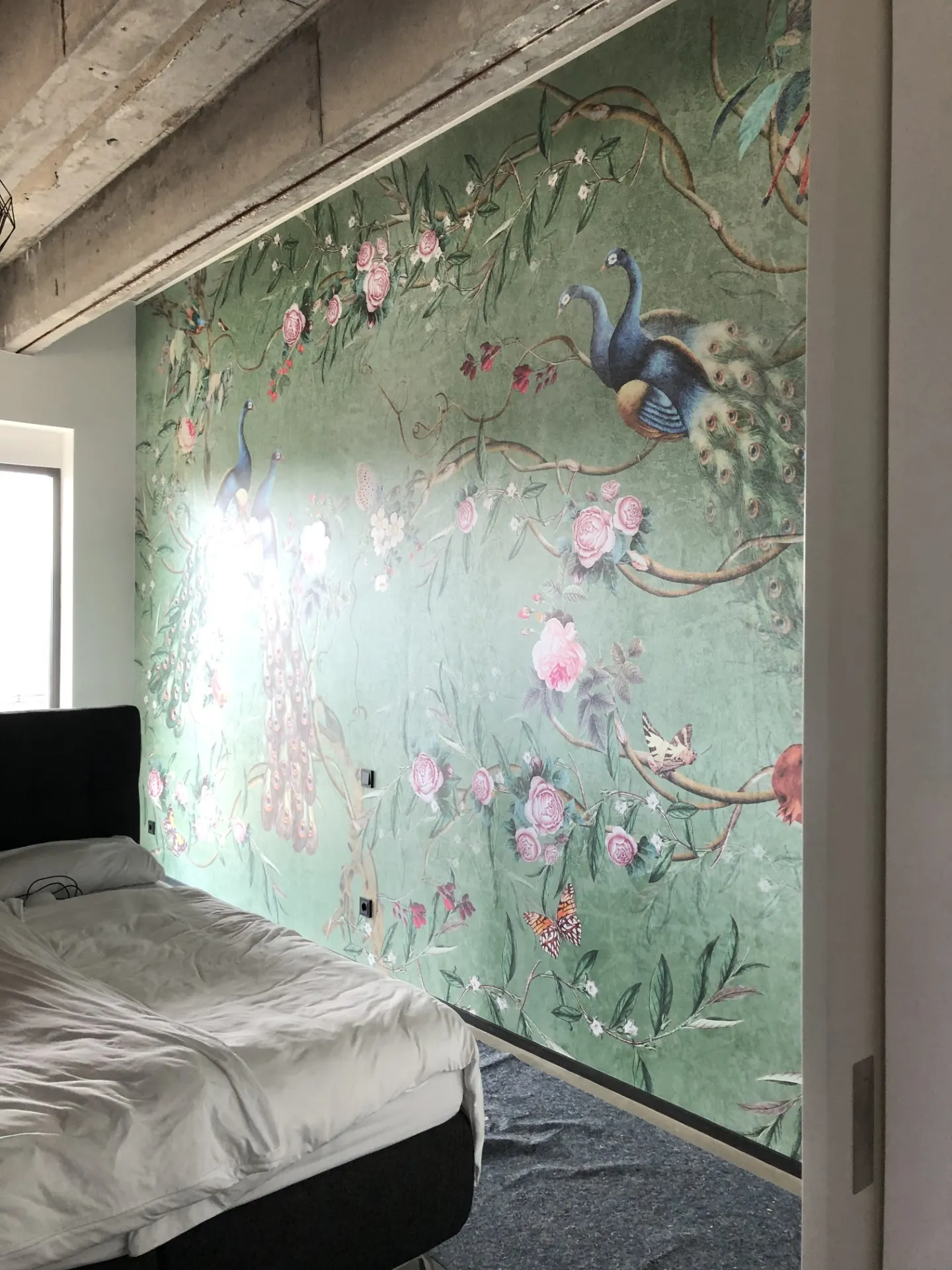 Schlafzimmer mit Motivtapete
